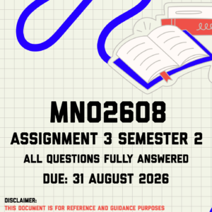 MNO2608 Assignment 3 Semester 2 MEMO | Due 31 August 2026