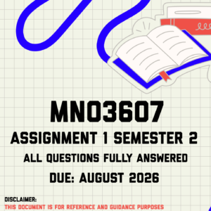 MNO3607 Assignment 1 (Quiz) Semester 2 MEMO | Due August 2026