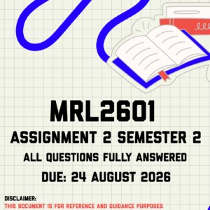 MRL2601 Assignment 2 Semester 2 MEMO | Due 24 August 2026