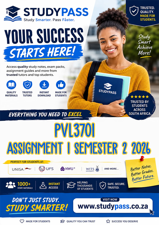 PVL3701 Assignment 1 Semester 2 2026 (ANSWERS) – Due 7 SEPTEMBER 2026 (100% TRUSTED & BEST ANSWERS)