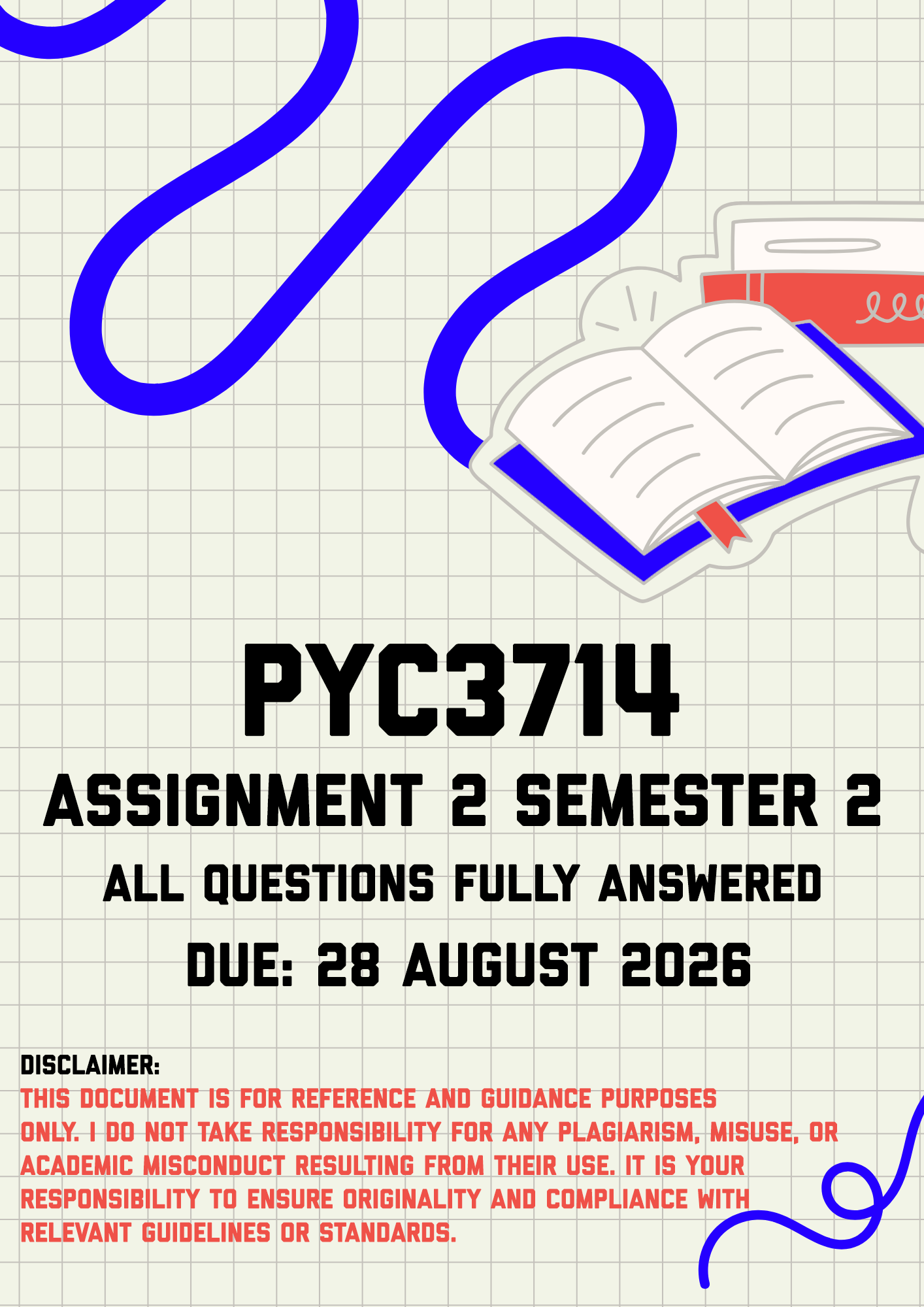 PYC3714 Assignment 2 Semester 2 MEMO | Due 28 August 2026