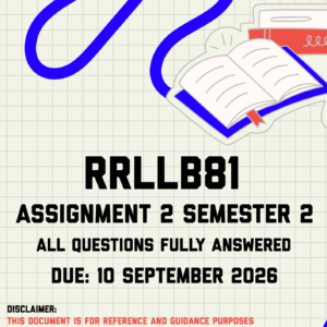 RRLLB81 Assignment 2 (All Topics) Semester 2 MEMO | Due 10 September 2026