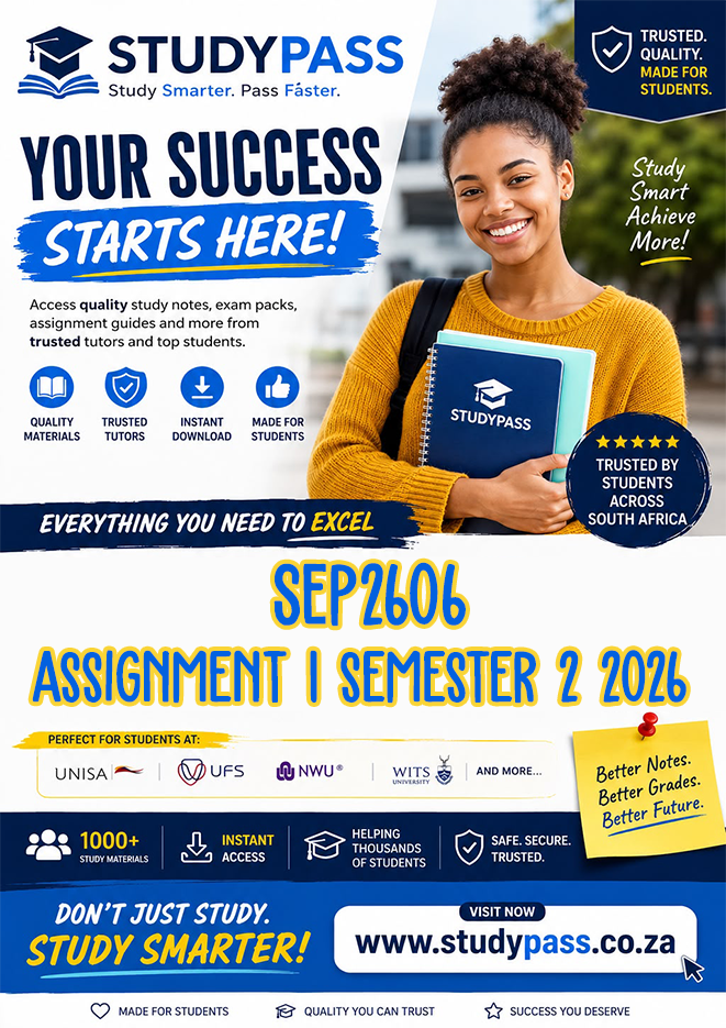 SEP2606 Assignment 1 Semester 2 2026 (ANSWERS) – Due 14 AUGUST 2026 (100% TRUSTED & BEST ANSWERS)