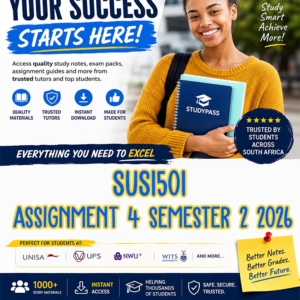 SUS1501 Assignment 4 Semester 2 2026 (ANSWERS) – Due 24 AUGUST 2026 (100% TRUSTED & BEST ANSWERS)