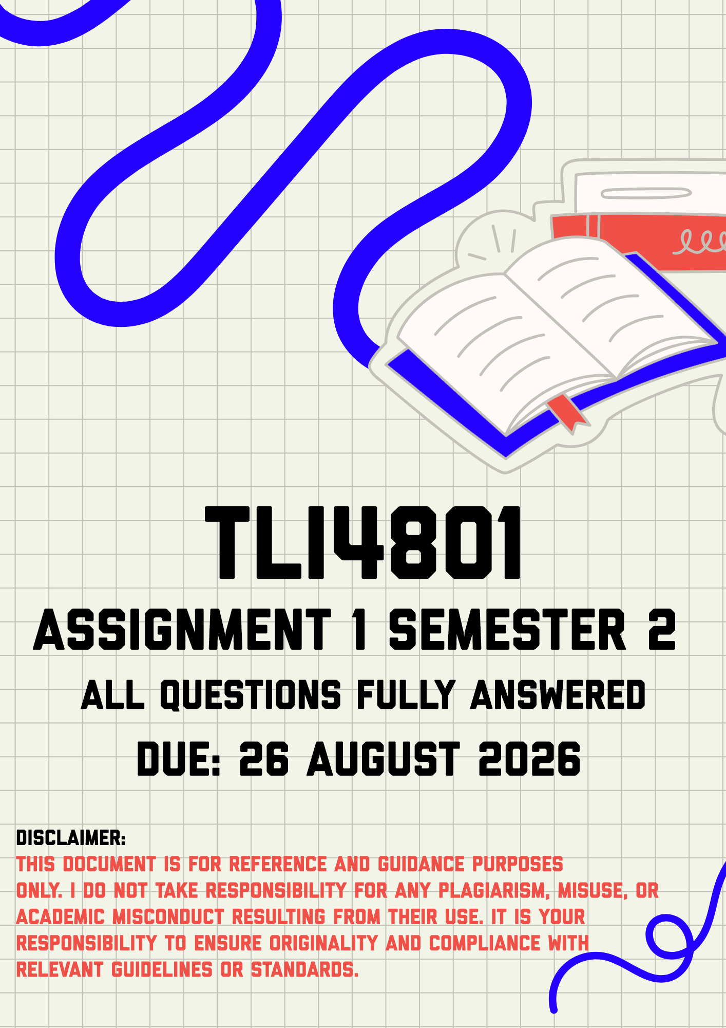 TLI4801 Assignment 1 Semester 2 MEMO | Due 26 August 2026