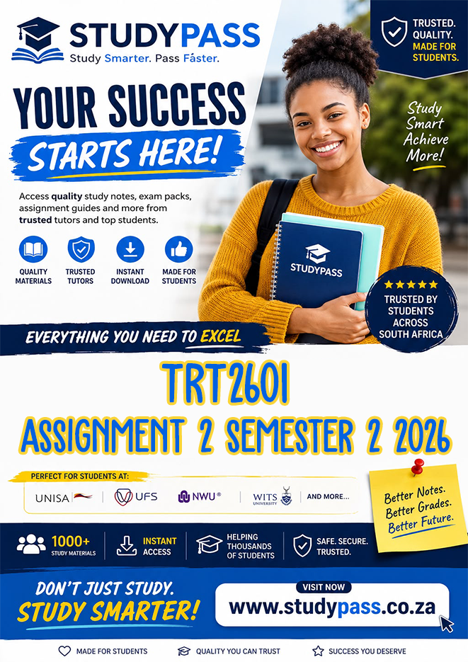 TRT2601 Assignment 2 Semester 2 2026 (ANSWERS) – Due AUGUST 2026 (100% TRUSTED & BEST ANSWERS)