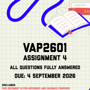 VAP2601 Assignment 4 MEMO | Due 4 September 2026