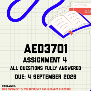 AED3701 Assignment 4 Memo | Due 4 September 2026