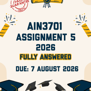 AIN3701 ASSIGNMENT 5 2026 - FULLY ANSWERED WITH EXCEL SHEET PROVIDED (DUE 7 AUGUST 2026)