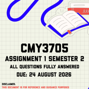 CMY3705 Assignment 1 Semester 2 MEMO | Due 24 August 2026
