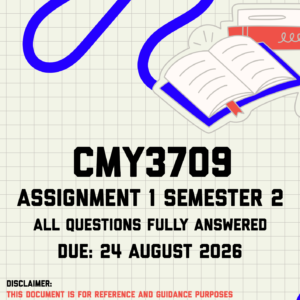 CMY3709 Assignment 1 Semester 2 MEMO | Due 24 August 2026