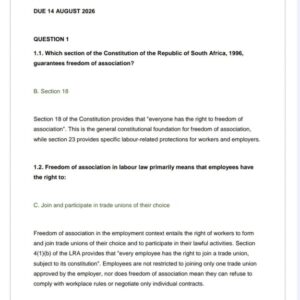 LLW2601 Assignment 1 2026 | Due 14 August 2026 - Distinction Guaranteed