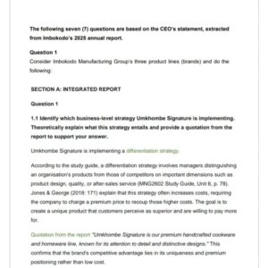 MNG2602 Assignment 1 2026 | Due 24 August 2026 - Distinction Guaranteed