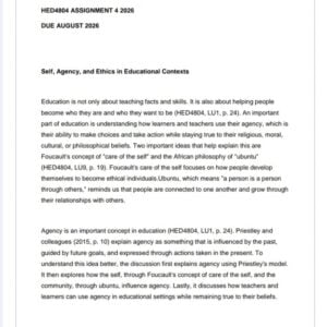 HED4804 Assignment 4 2026 | Due August 2026 - Distinction Guaranteed