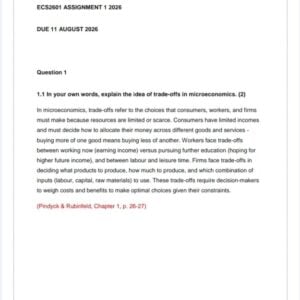 ECS2601 Assignment 1 2026 | Due 11 August 2026 - Distinction Guaranteed