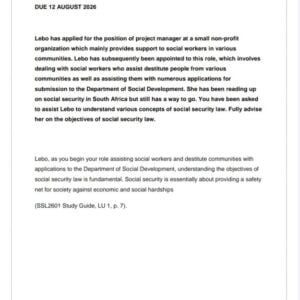 SSL2601 Assignment 1 2026 | Due 12 August 2026 - Distinction Guaranteed