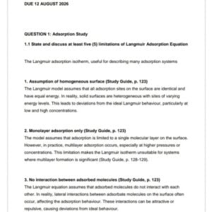 SPP2601 Assignment 3 2026 (Minor Test) Due 12 August 2026 - Distinction Guaranteed