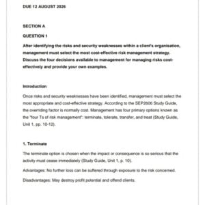 SEP2606 Assignment 1 2026 | Due 12 August 2026 - Distinction Guaranteed