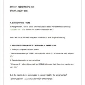 SUS1501 Assignment 2 2026 | Due 14 August 2026 - Distinction Guaranteed