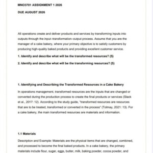 MNO3701 Assignment 1 2026 | Due August 2026 - Distinction Guaranteed