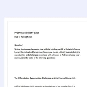 PYC4813 Assignment 2 2026 | Due 13 August 2026 - Distinction Guaranteed