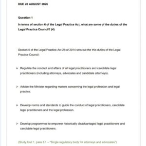 BWE1501 Assignment 1 2026 | Due 20 August 2026 - Distinction Guaranteed