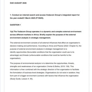 MNG3701 Assignment 1 2026 | Due August 2026 - Distinction Guaranteed