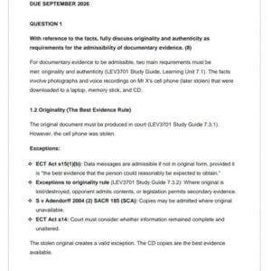 LEV3701 Assignment 2 2026 | Due September 2026 - Distinction Guaranteed
