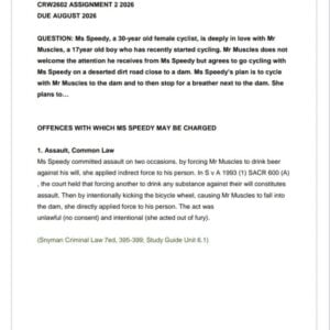 CRW2602 Assignment 2 2026 SEMESTER 2 | Due August 2026 - Distinction Guaranteed