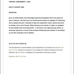 CRW2601 Assignment 1 2026 | Due 27 August 2026 - Distinction Guaranteed
