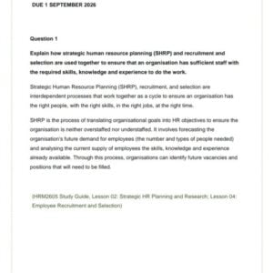 HRM2605 Assignment 2 2026 | Due 1 September 2026 - Distinction Guaranteed