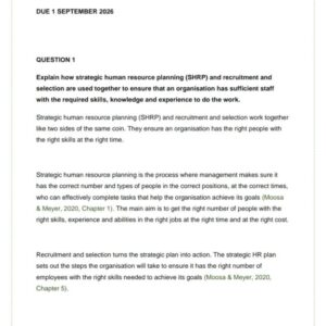 HRM2603 Assignment 2 2026 | Due 1 September 2026 - Distinction Guaranteed