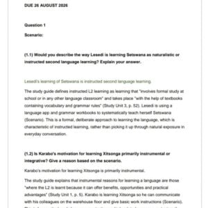 LIN1502 Assignment 2 2026 | Due 26 August 2026 - Distinction Guaranteed
