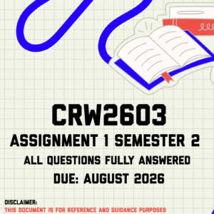 CRW2603 Assignment 1 Semester 2 MEMO | Due August 2026