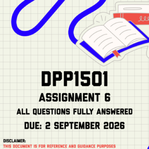 DPP1501 Assignment 6 Memo | Due 2 September 2026
