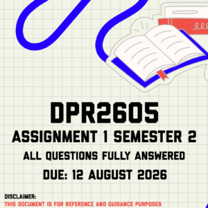 DPR2605 Assignment 1 Semester 2 MEMO | Due 12 August 2026