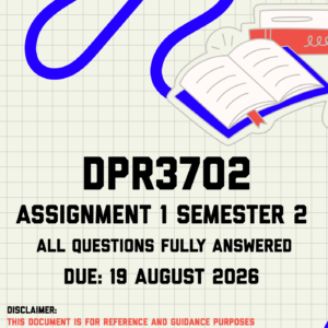 DPR3702 Assignment 1 Semester 2 MEMO | Due 19 August 2026