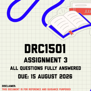 DRC1501 Assignment 3 MEMO | Due 15 August 2026