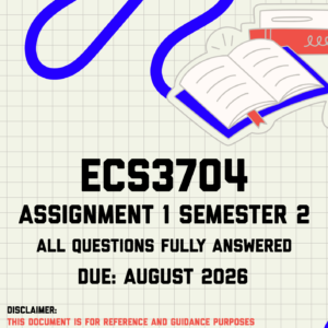 ECS3704 Assignment 1 Semester 2 MEMO | Due August 2026