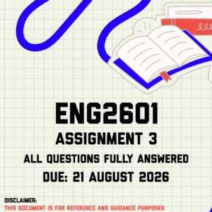 ENG2601 Assignment 3 MEMO | Due 21 August 2026
