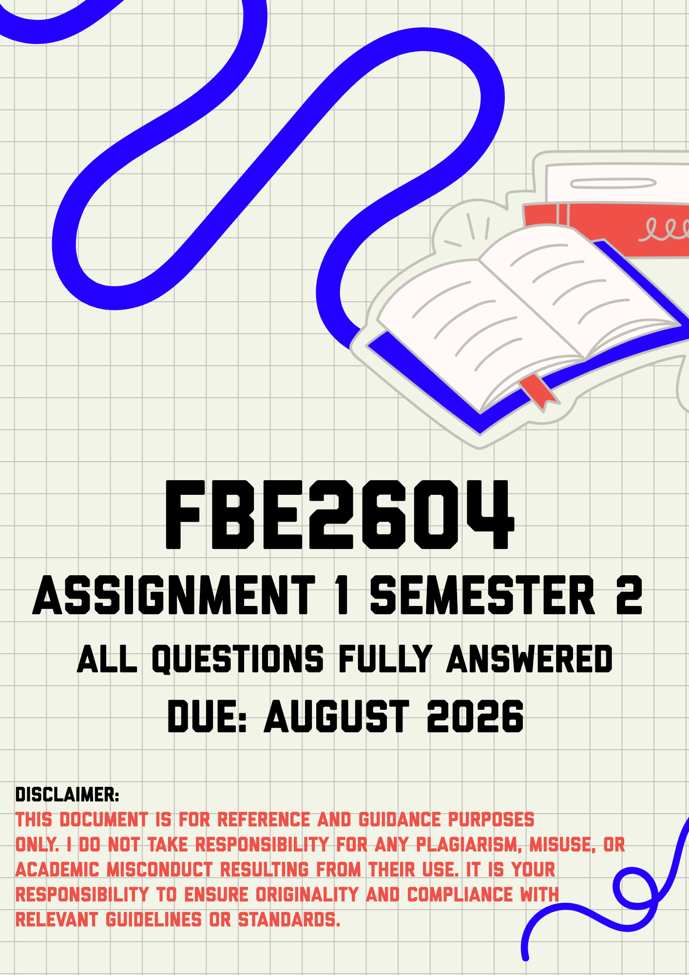 FBE2604 Assignment 1 Semester 2 MEMO | Due August 2026