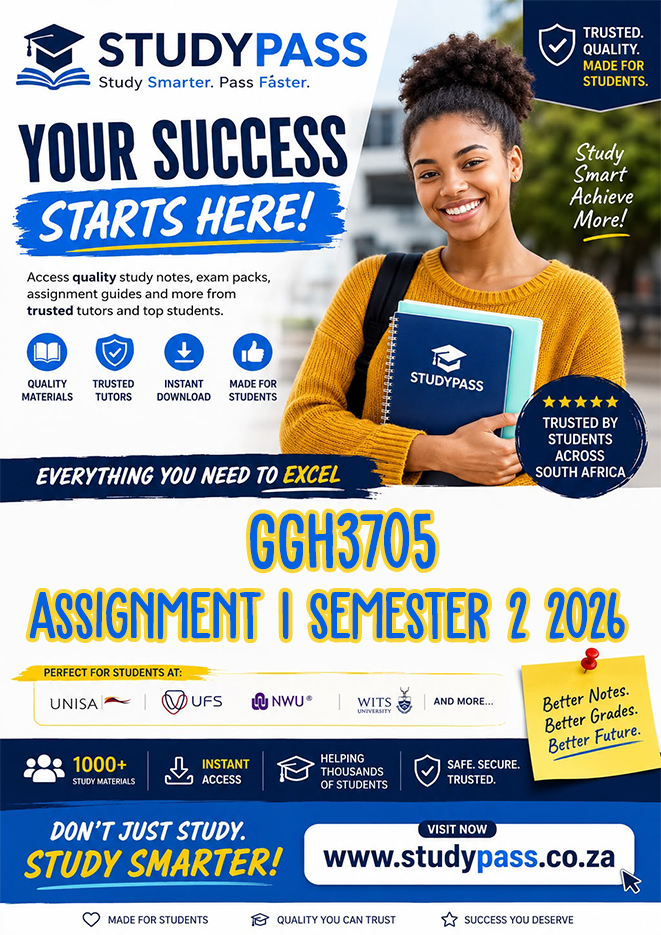 GGH3705 Assignment 1 Semester 2 2026 (ANSWERS) – Due 17 AUGUST 2026 (100% TRUSTED & BEST ANSWERS)