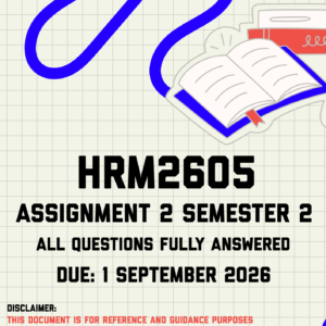 HRM2605 Assignment 2 Semester 2 MEMO | Due 1 September 2026