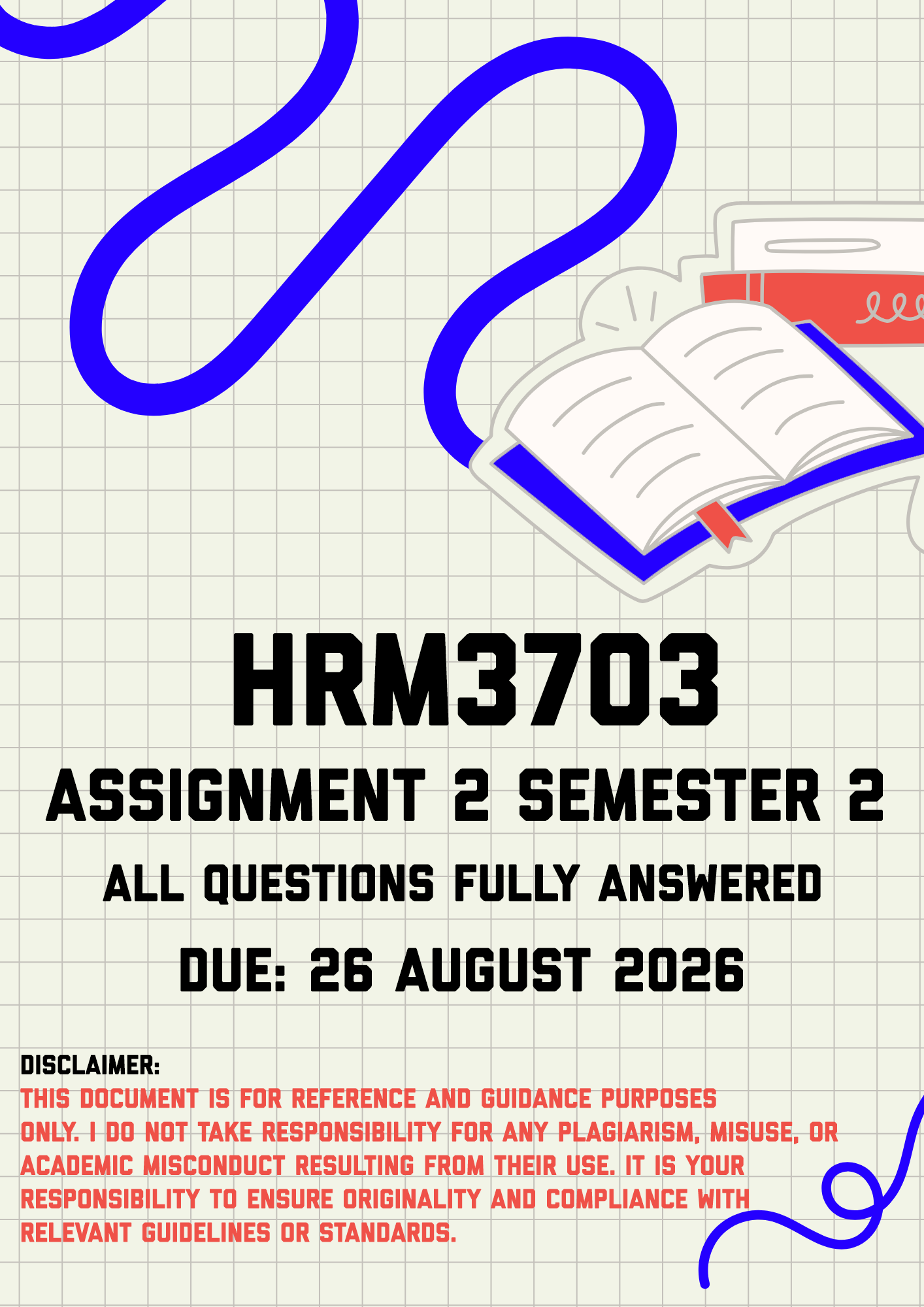 HRM3703 Assignment 2 Semester 2 MEMO | Due 26 August 2026