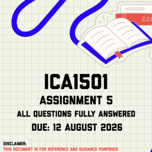 ICA1501 Assignment 5 Memo | Due 12 August 2026