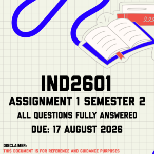 IND2601 Assignment 1 Semester 2 MEMO | Due 17 August 2026