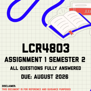 LCR4803 Assignment 1 Semester 2 MEMO | Due August 2026