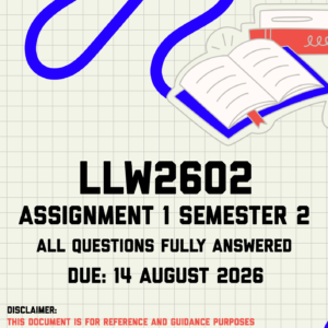 LLW2602 Assignment 1 Semester 2 MEMO | Due 14 August 2026