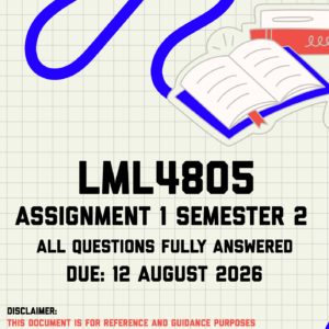 LML4805 Assignment 1 Semester 2 MEMO | Due 12 August 2026