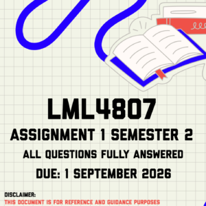 LML4807 Assignment 1 Semester 2 MEMO | Due 1 September 2026